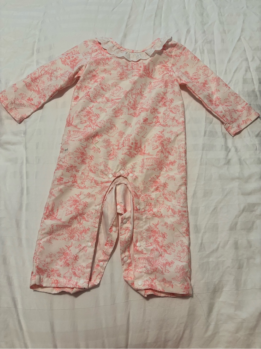 Pink Toile Infant Romper